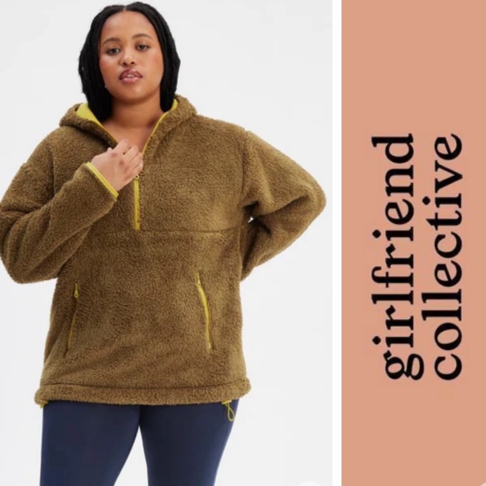 GIRLFRIEND COLLECTIVE Dark Olive Recycled Half-Zip
Fleece SIZE Large NWT…